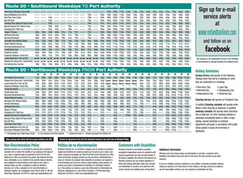 bus schedule to port authority.